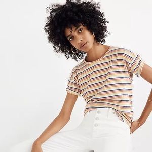 Madewell Whisper Cotton Crewneck Rainbow Tee Size XS